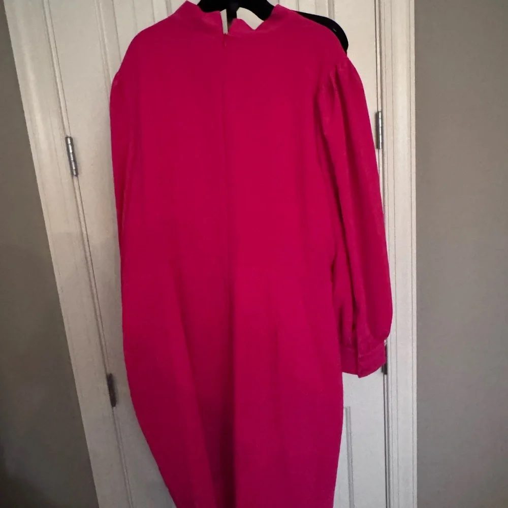 Pink Long Sleeve Sheath Dress with Mock Neck for Cocktail - Picture 4 of 7